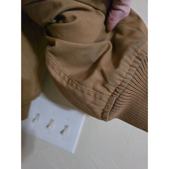 Southpole Thick Coat Adj Hood Lined Elbows Pockets SZ S Khaki Brown Zip & Button - Picture 7 of 14